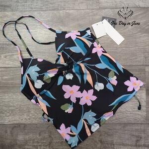 Hula Honey Cross Front Padded Tankini Top Size S